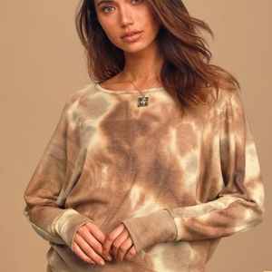 COOL TOUCH BROWN TIE DYE LONG SLEEVE THERMAL TOP